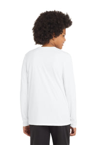 Sport-Tek  Youth Posi-UV Pro Long Sleeve Tee - White Back