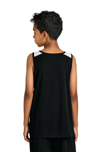 Sport-Tek Youth Club Track Tank YST446 - Black/ White Back