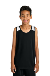 Sport-Tek Youth Club Track Tank YST446 - Black/ White