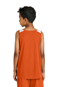 Sport-Tek Youth Club Track Tank YST446 - Deep Orange/ White Back