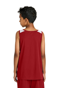Sport-Tek Youth Club Track Tank YST446 - Deep Red/ White Back
