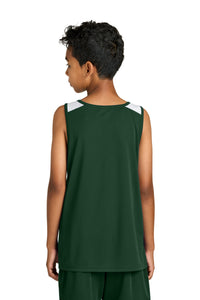 Sport-Tek Youth Club Track Tank YST446 - Forest Green/ White Back