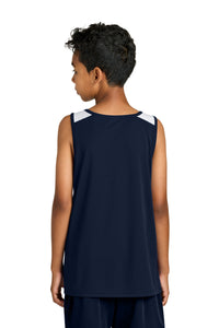 Sport-Tek Youth Club Track Tank YST446 - True Navy/ White Back