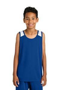 Sport-Tek Youth Club Track Tank YST446 - True Royal/ White