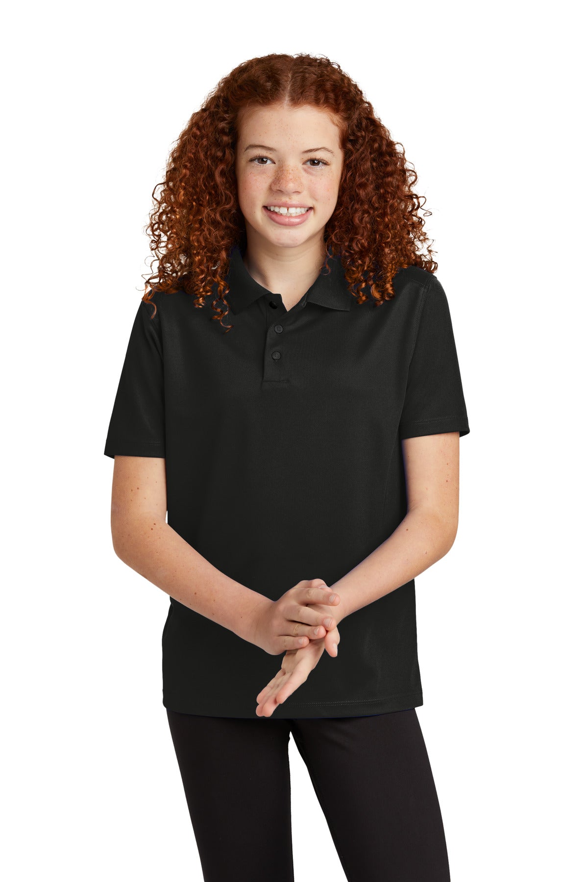Sport-Tek Youth UV Micropique Polo YST740 - Black