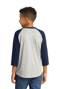 Sport-Tek Youth Colorblock Raglan Jersey - Heather Grey/ Navy Back