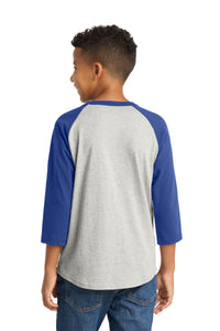 Sport-Tek Youth Colorblock Raglan Jersey - Heather Grey/ Royal Back
