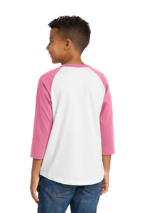 Sport-Tek Youth Colorblock Raglan Jersey - White/ Bright Pink Back