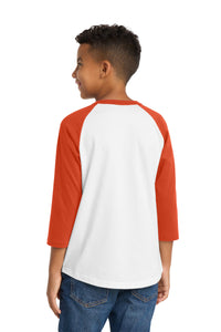 Sport-Tek Youth Colorblock Raglan Jersey - White/ Deep Orange Back