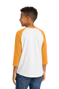 Sport-Tek Youth Colorblock Raglan Jersey - White/ Gold Back