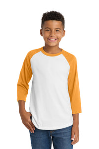 Sport-Tek Youth Colorblock Raglan Jersey - White/ Gold