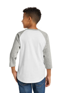 Sport-Tek Youth Colorblock Raglan Jersey - White/ Heather Grey Back