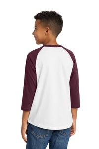Sport-Tek Youth Colorblock Raglan Jersey - White/ Maroon Back