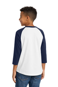 Sport-Tek Youth Colorblock Raglan Jersey - White/ Navy Back