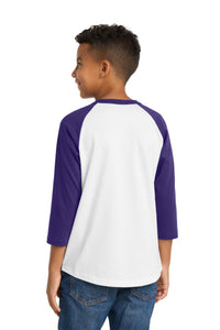 Sport-Tek Youth Colorblock Raglan Jersey - White/ Purple Back