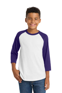 Sport-Tek Youth Colorblock Raglan Jersey - White/ Purple