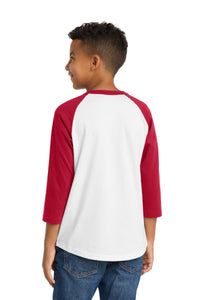 Sport-Tek Youth Colorblock Raglan Jersey - White/ Red Back