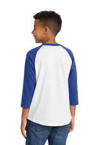 Sport-Tek Youth Colorblock Raglan Jersey - White/ Royal Back