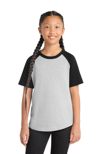 Sport-Tek Youth Short Sleeve Colorblock Raglan Jersey - Heather Grey/ Black