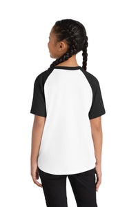 Sport-Tek Youth Short Sleeve Colorblock Raglan Jersey - White/ Black Back