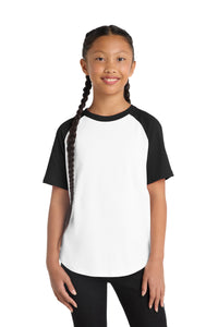 Sport-Tek Youth Short Sleeve Colorblock Raglan Jersey - White/ Black