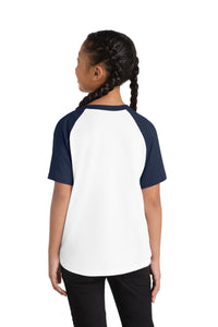 Sport-Tek Youth Short Sleeve Colorblock Raglan Jersey - White/ Navy Back