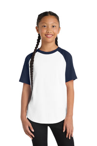 Sport-Tek Youth Short Sleeve Colorblock Raglan Jersey - White/ Navy