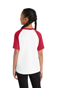 Sport-Tek Youth Short Sleeve Colorblock Raglan Jersey - White/ Red Back