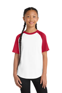 Sport-Tek Youth Short Sleeve Colorblock Raglan Jersey - White/ Red