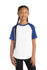 Sport-Tek Youth Short Sleeve Colorblock Raglan Jersey - White/ Royal