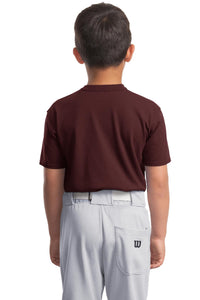 DISCONTINUED Sport-Tek Youth Short Sleeve Henley - Maroon Back