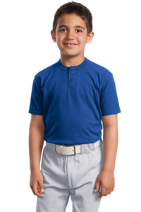 DISCONTINUED Sport-Tek Youth Short Sleeve Henley - Royal