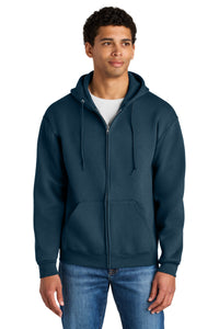 Jerzees Rugged Unisex Full-Zip Hooded Sweatshirt Z12M - Washed Navy